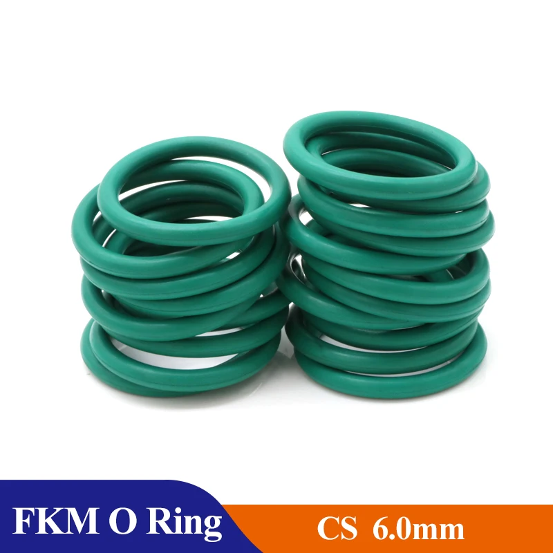 

5/10pcs Green FKM O Ring CS 6mm OD 40~150mm Sealing Gasket Insulation Oil High Temperature Resistance Fluorine Rubber O Ring