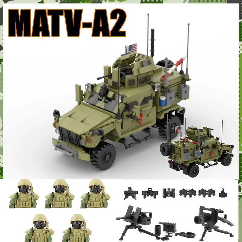 MOC Military US MA-TV Vehicle Building Block Afghanistan War Special Soldier Weapon Off-road Combat Armored Car Bricks Kids Toys