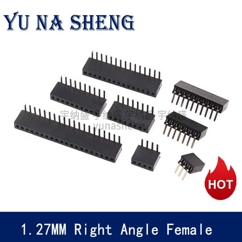 1.27MM Pitch 1X/2/3/4/5/6/8/10/40 PIN Single Row Right Angle Female PIN HEADER 1.27 Strip Connector Socket 6p/8p/20p/40p 1x40p