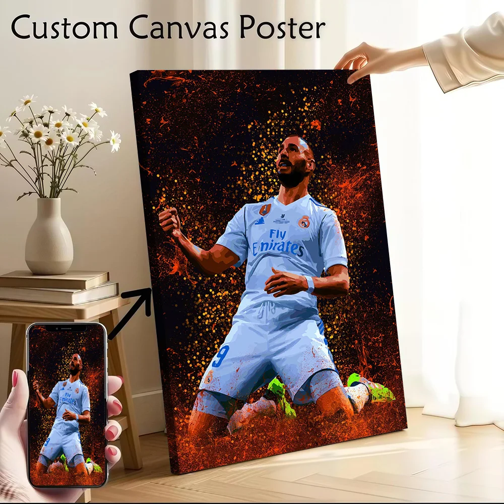 Póster de Benzema, lienzo impreso personalizable para imágenes, arte de pared, decoración estética, decoración para sala de estar, decoraciones para el hogar, arte