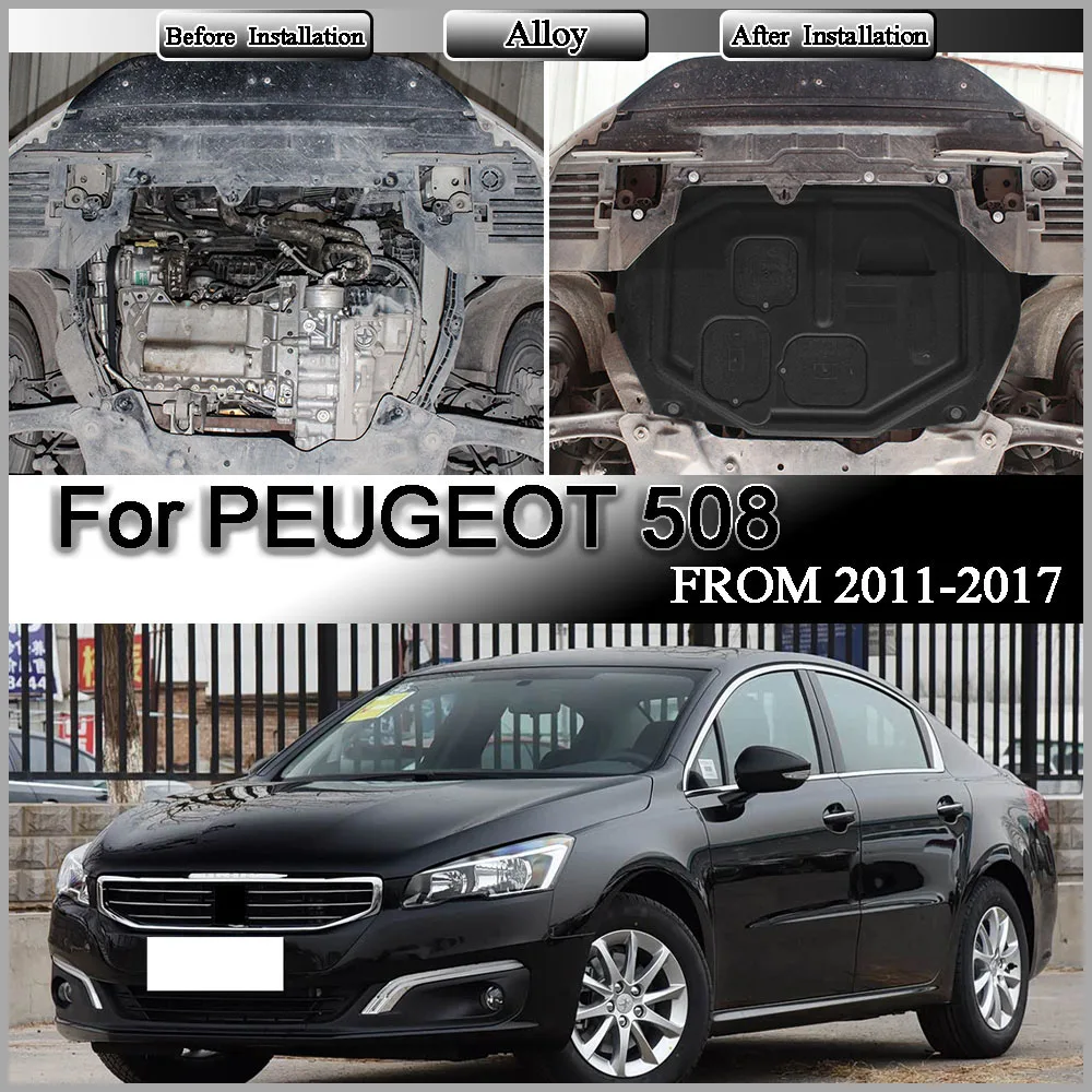 For PEUGEOT 508 2011-2017 1.8T 2.0L Front Under Engine Cover Guard Plate Skid Plate Car Engine Protection Panel Mudguard
