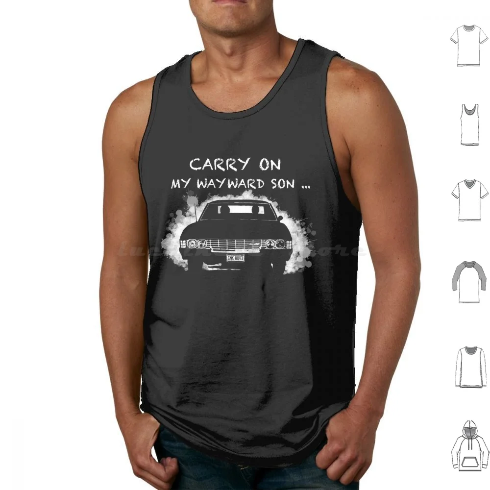 Carry On My Wayward Sound Supernatural Tank Tops Print Cotton Supernatural Sat Dean Castiel Carry We My Wayward His Impala