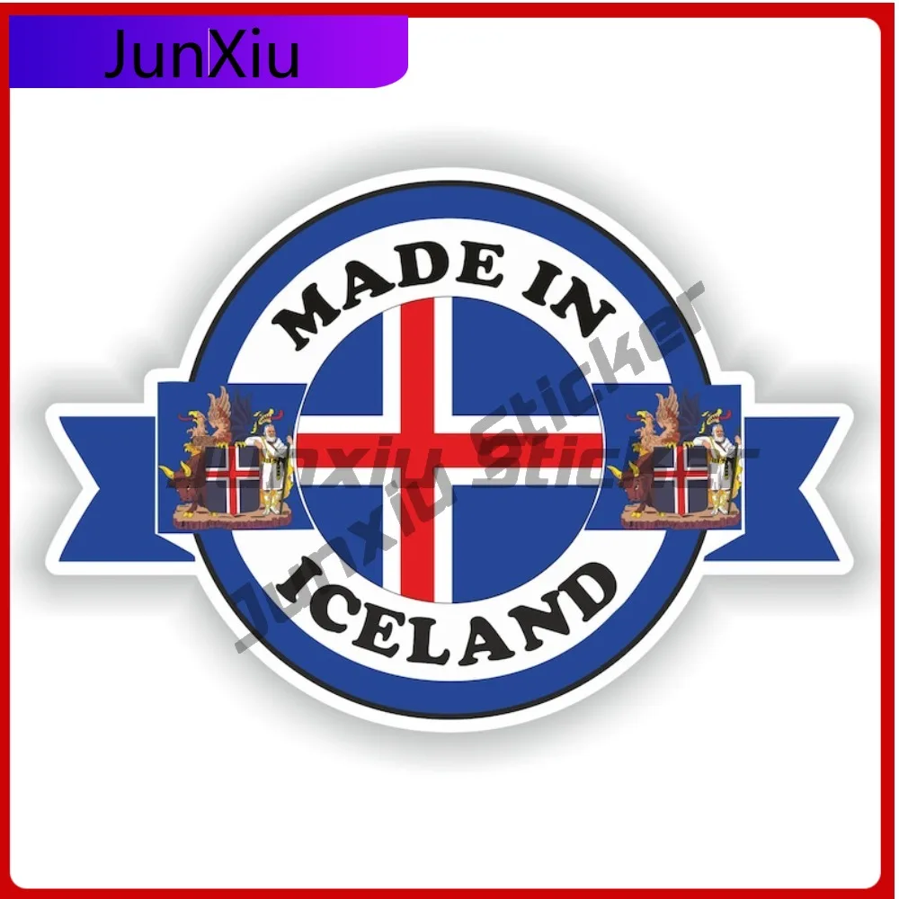 

Made In Iceland National Flag With Emblem Sticker Graphic Decal For Car Accessories And Decals Personalised Adventure Motorcycle