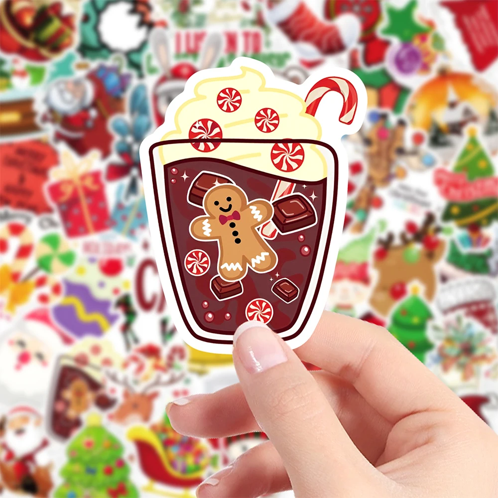 

10/30/50/100pcs Merry Christmas Cartoon Stickers Aesthetic DIY Phone Laptop Skateboard Waterproof Decoration Kids Decals Gifts