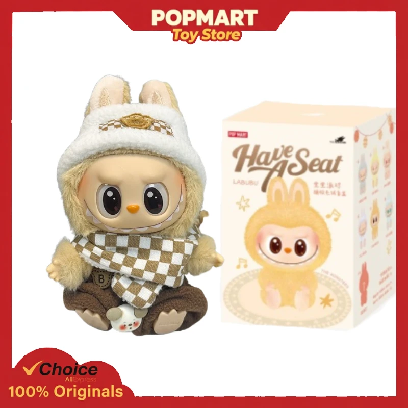 

POP MART LABUBU V2 Have a Seat, зеленый клетчатый наряд, аутентичный набор кукол, оригинальная виниловая фигурка, коллекционная игрушка в подарок