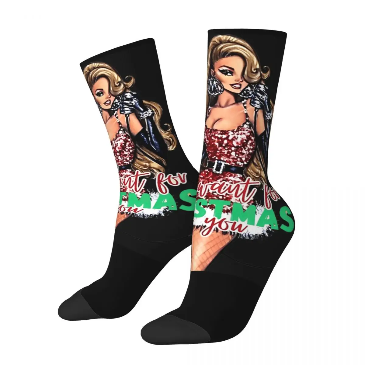 Mariah Carey Stockings Men Socks Breathable Retro Socks Autumn Outdoor Anti Sweat Graphic Socks Gift