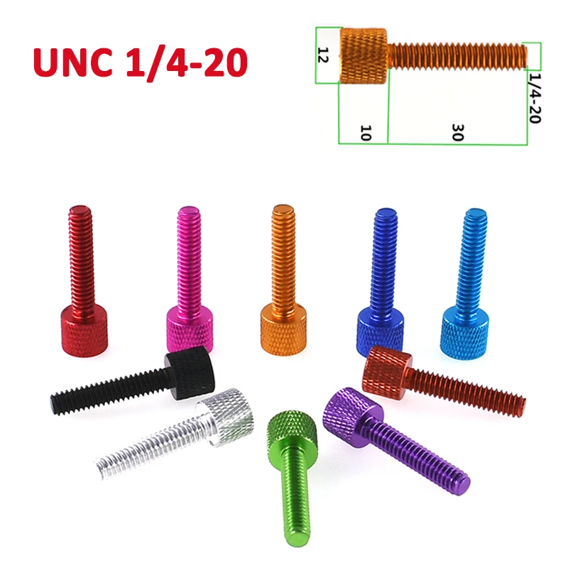 1-5pcs Color Thumb Screw UNC 1/4-20*30mm Aluminum Alloy Knurled Hand Tighten Adjustment Bolt Anodizing Camera Gopro Accessories