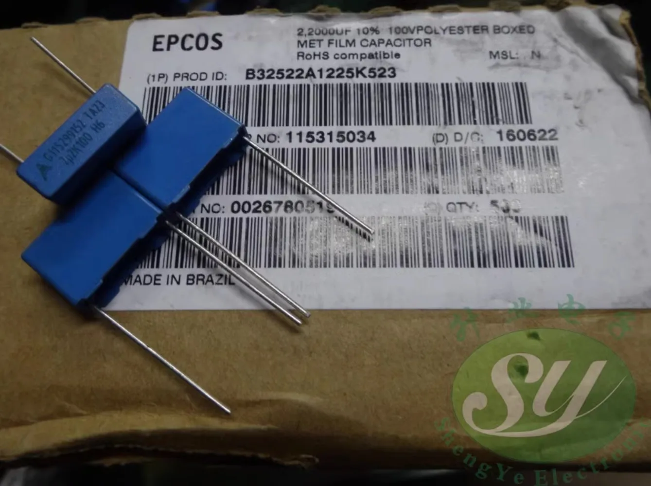 

10PCS EPCOS 2.2uf/100v 2u2 225 New 15MM film capacitor thickness 5.8MM B32522A1225K