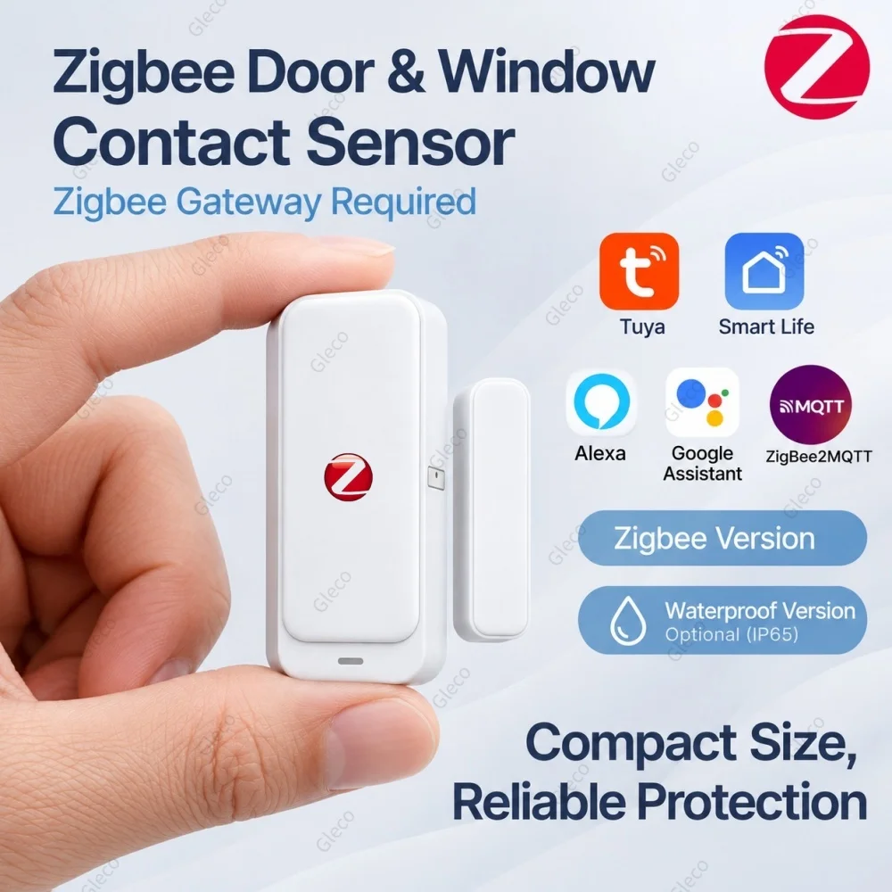 Zigbee Tuya Door Window Sensor Waterproof Outdoor Option Security Alarm Contact Detector For Alexa Google Home Assistant 2MQTT