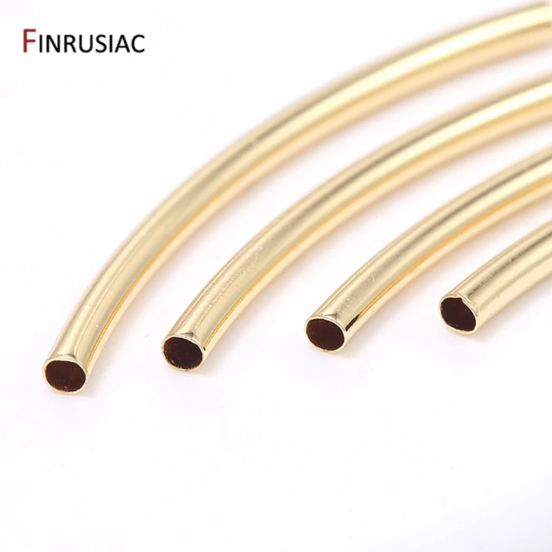 14k Gold Plated Brass 35mm Long Curved Tube Beads Accessories For Jewelry Making Accessories Supplies Findings Wholesale