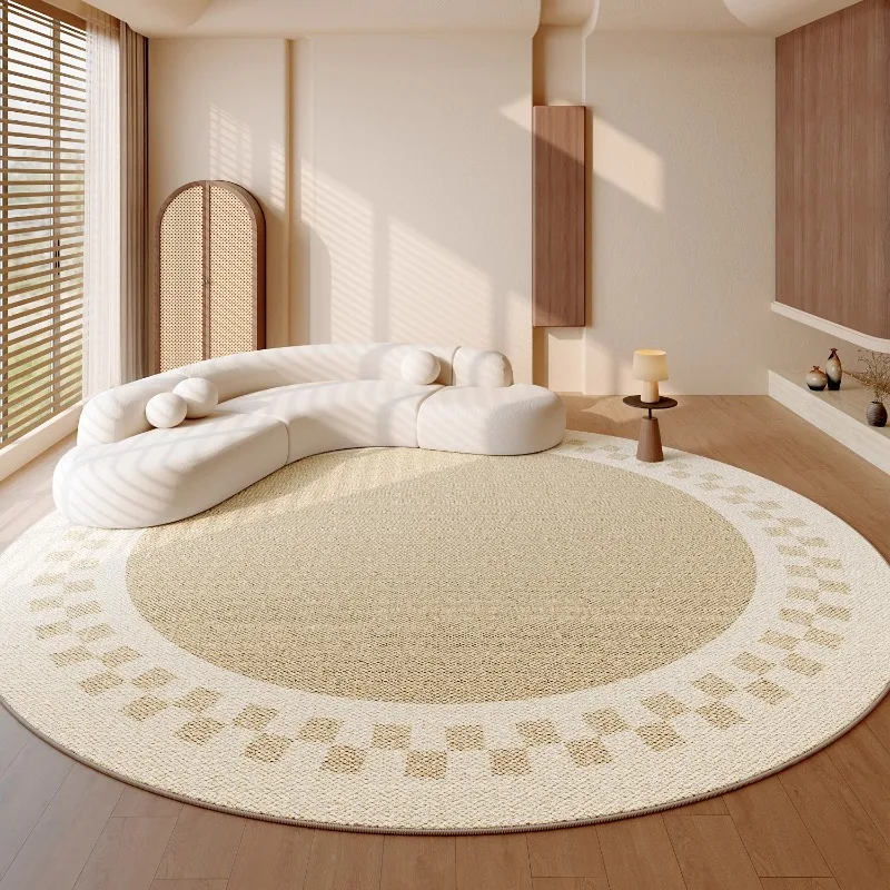 

Beige Living Room Carpet Large Area Cream Style Round Bedroom Rug Modern Fashion Home Decoration Coffee Table Sofa Mats Alfombra