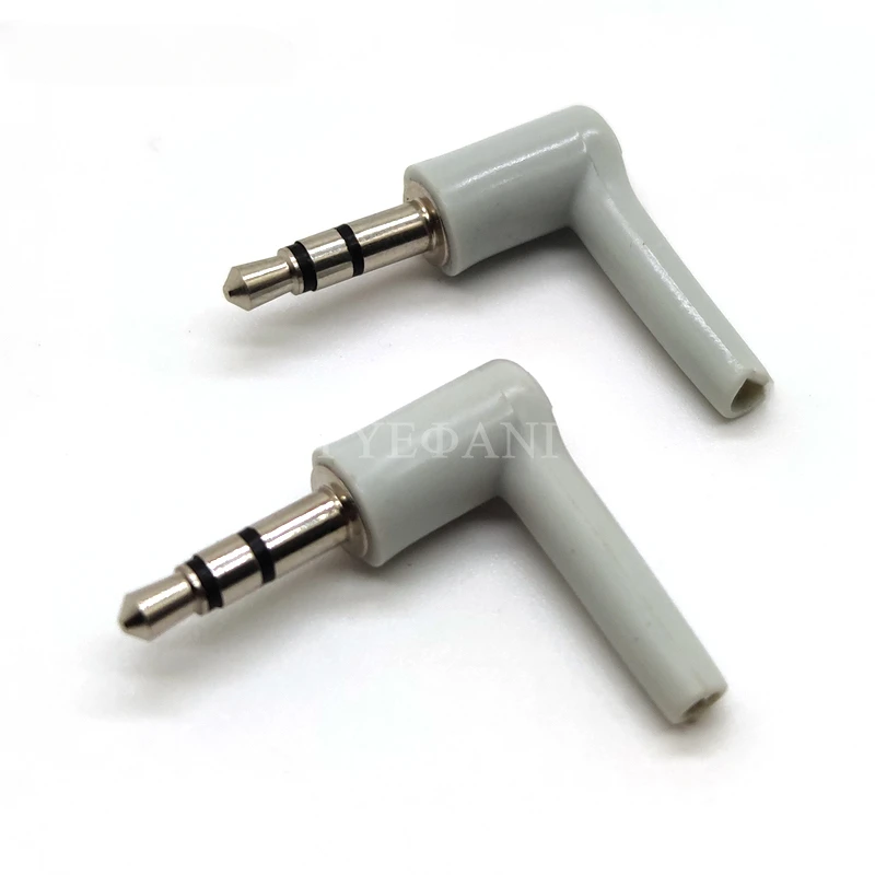 2pcs/lot 90 Degrees 3.5mm Stereo Headset Plug Jack 3 4 Pole 3.5 Gold Plated Black Audio Plugs Jack Adaptor Connector