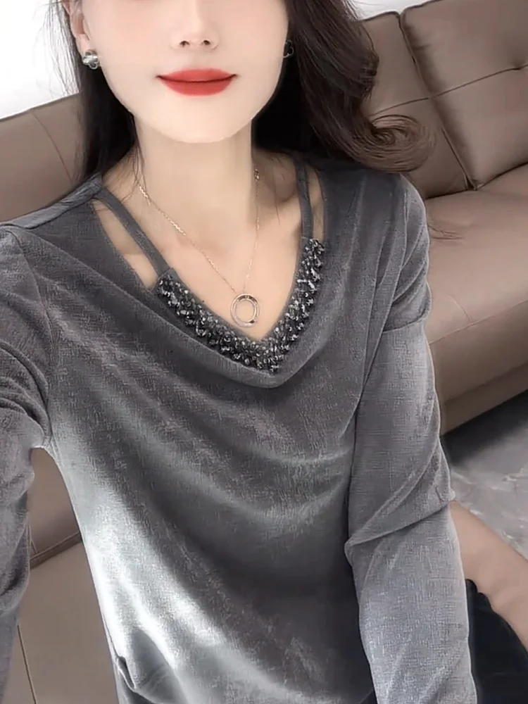 

Топ Ele Heavy Diamond со встроенным V-Ne, универсальный утягивающий французский топ больших размеров, женский модный топ, весна-осень 2025 г.