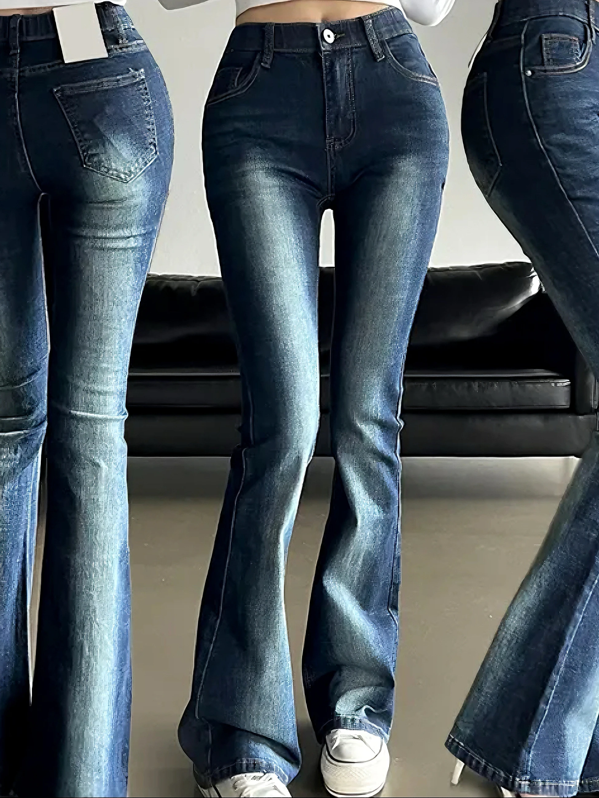 

Женские джинсы с низкой посадкой и расклешенными штанинами, удлиненные, с эффектом подтяжки бедер, встроенные расклешенные брюки-клеш, с эффектом утончения, осенняя мода