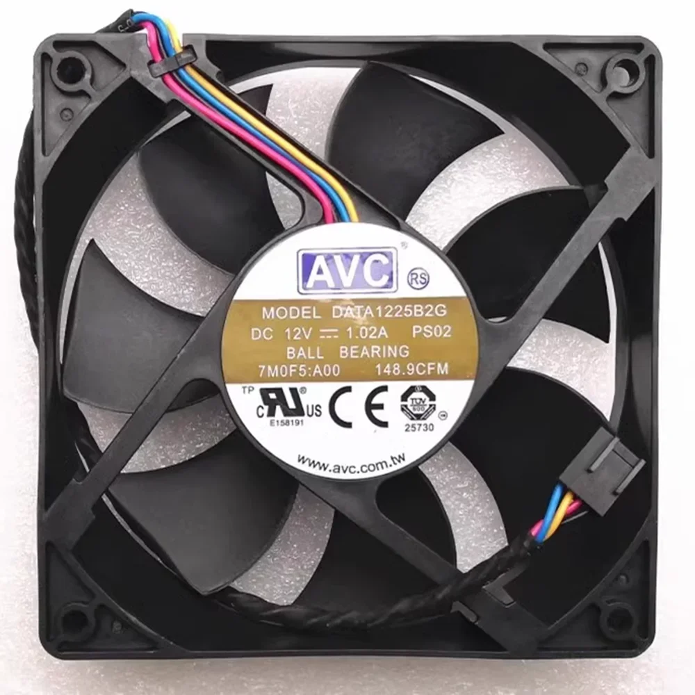 DATA1225B2G PS02 New For AVC 12025 120*120*25mm 120mm Fan Double Ball 4-Wire 12V 1.02A 4300RPM 148.9CFM cooling fan