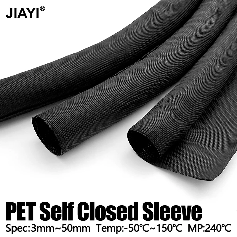 PET Self Closing Cable Expandable Braided Sleeve Insulated Wrap Sleeved  Self-Closed Organiser Cable Wire Protecter