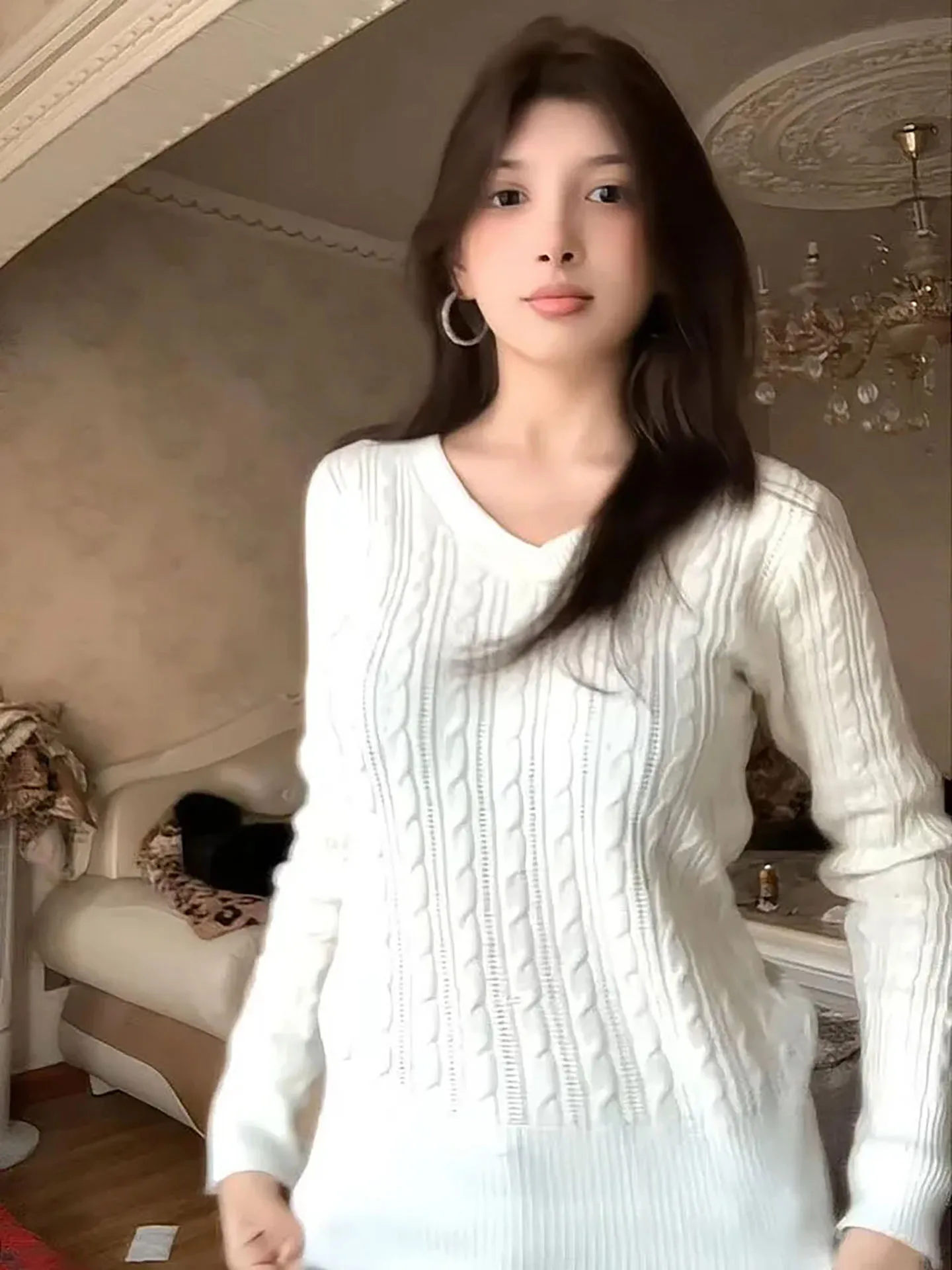 

Белый вязаный свитер женский приталенный, весенняя новинка, с завышенной талией, подчеркивающий фигуру, мягкий, уютный, элегантный, в корейском стиле, длинный