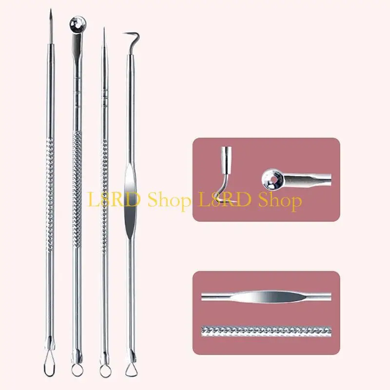 L8rd 4pcs aço inoxidável Remoção acne A agulhas