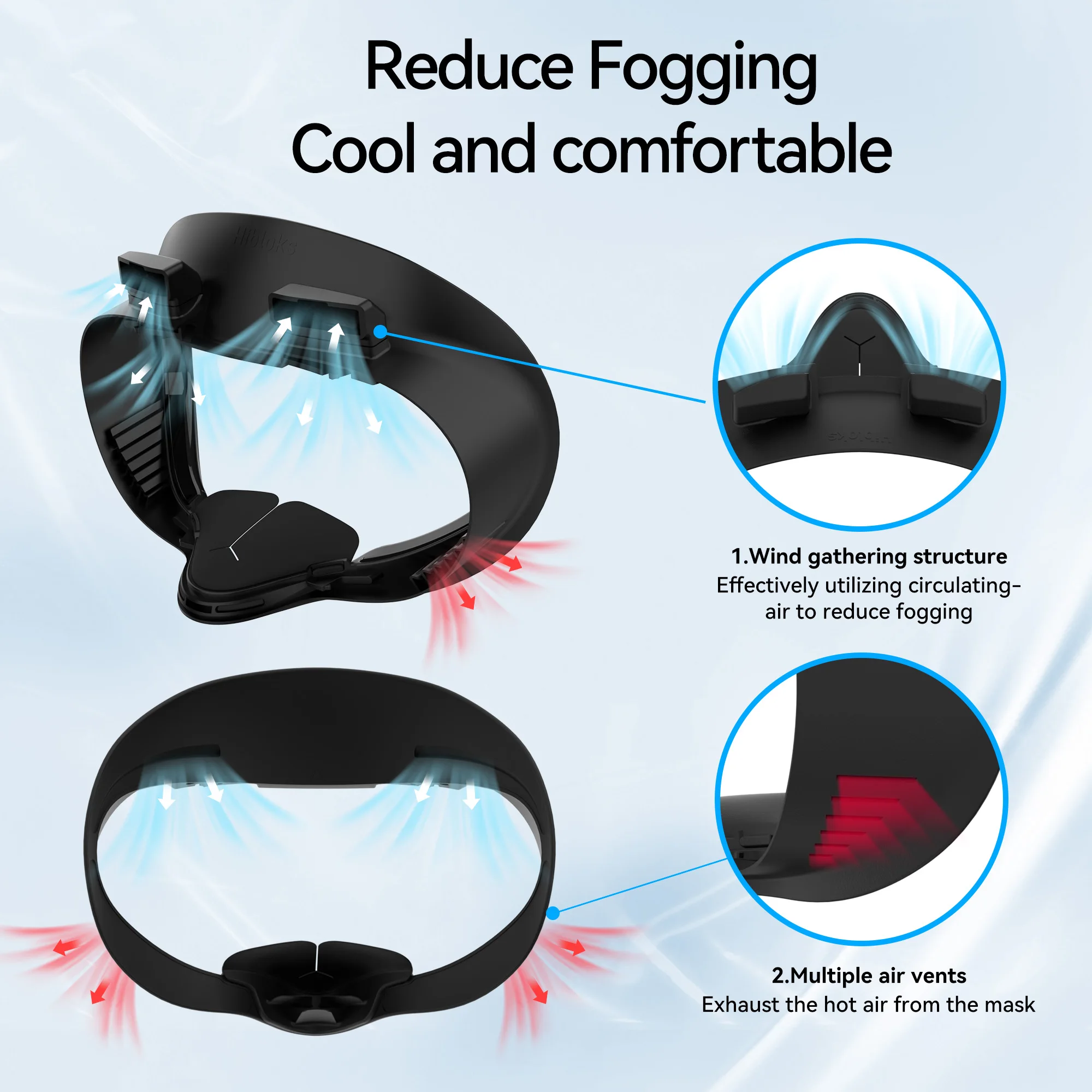 HIbloks Gesichtsbedeckungspad, Gesichtsschnittstelle für Meta Oculus Quest 3S, weiches PU-Lederpolster und Gesichtsbedeckung aus Eisseide-Baumwolle für Quest 3S – Detail 1