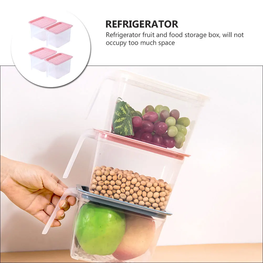 

4pcs Fresh Boxes Vegetable Containers Fridge Crisper Food Storage With Lids Sealed Kitchen Airtight Preservation Container For