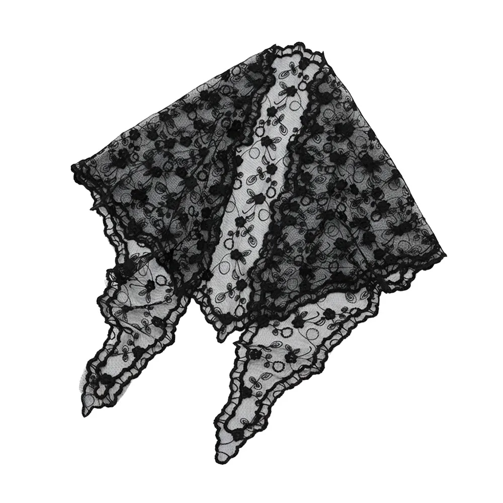 

Fashion Lace Flower Hair Scarf Headband Thin Cute Bandanas for Women Vintage Bohemian Sweet Headscarf Shawl Pastoral