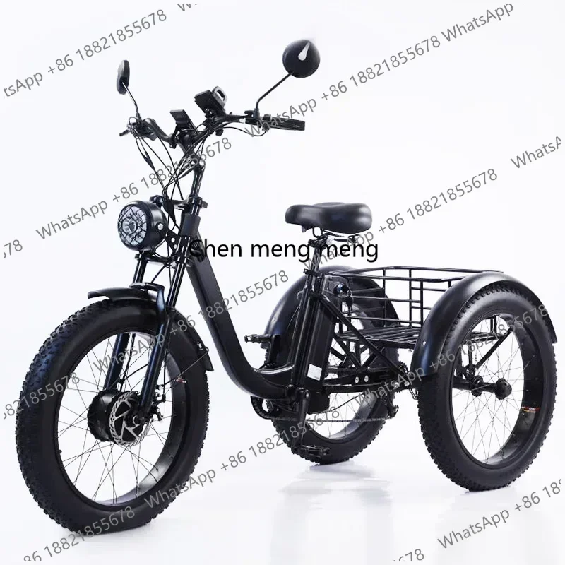 New Electric Tricyle Adult Ebike Cargo 24Inch Fat Tire 750W48V15AH Removable Battery Electric Bike 3Wheel Leisure Max Load 200KG