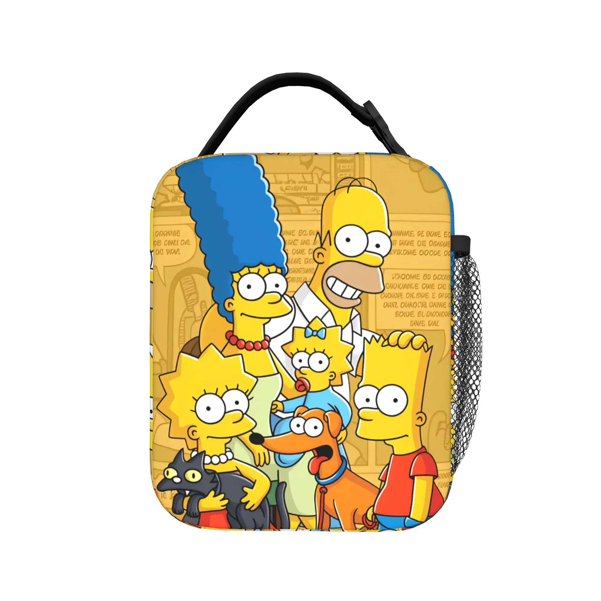 Funny S-Simpsons Family Portrait Lunch Bag For Child Graphic Lunch Box Casual Picnic Cooler Bag Portable  Oxford Tote Food Bags