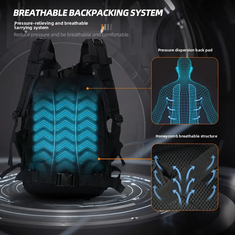 Multi-functional Heavy-duty Backpack Large-capacity Outdoor Hiking Bag Camouflage Hiking Travel Professional Sports Tactical