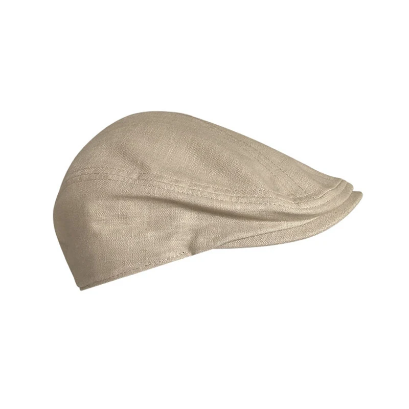 Spring Summer Linen Newsboy Cap New White Gray Yellow Breathable Beret Men\'s Women Literary Retro Hat England Hats Male Hats 47