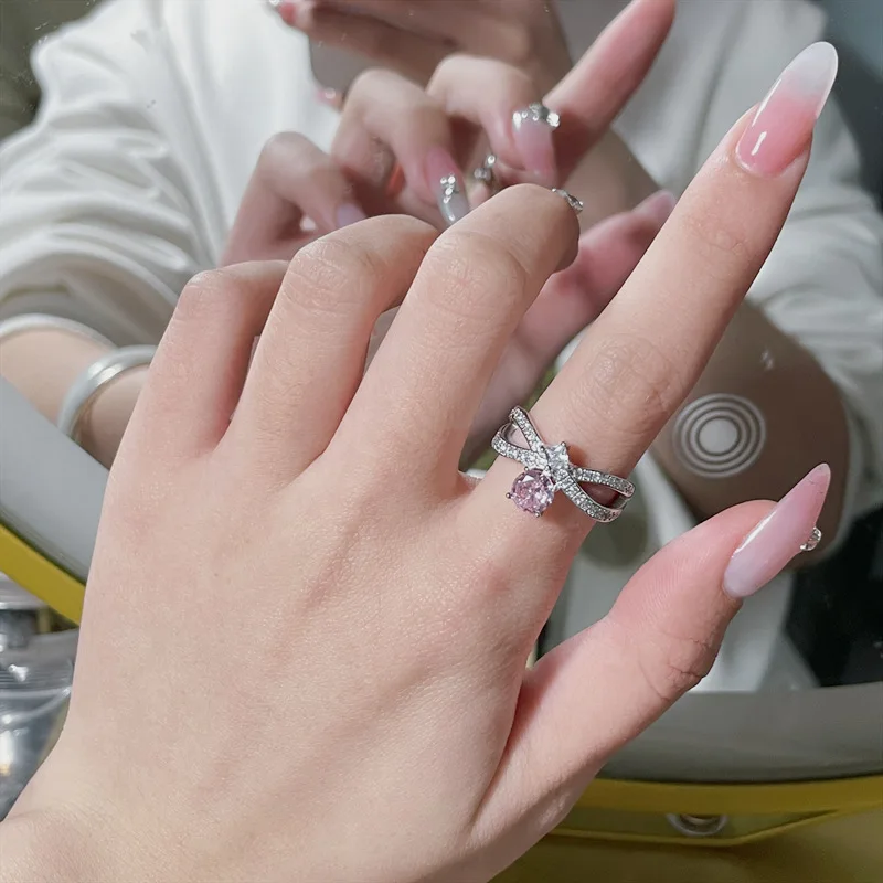 

MDL Origina! Design Crown Princess Square Ring Women 18k Plated Niche Wedding Ring Double Diamond Ring