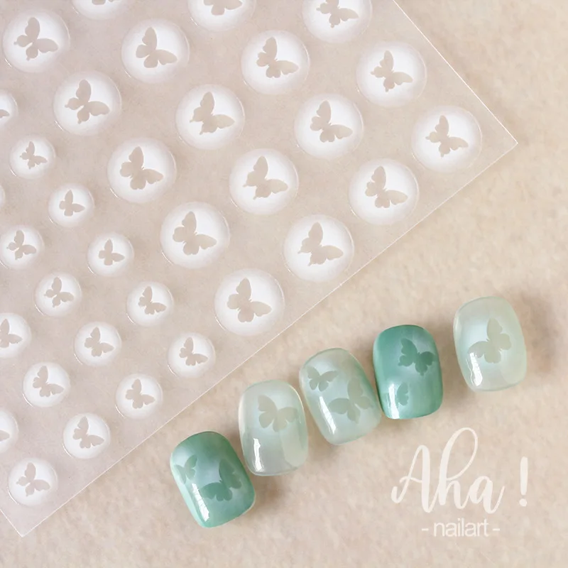 White Gradient Nail sticker/ Translucent Air Brush Free Hollowed Nail Art Stickers Decals/ Heart Butterfly Star Sakura