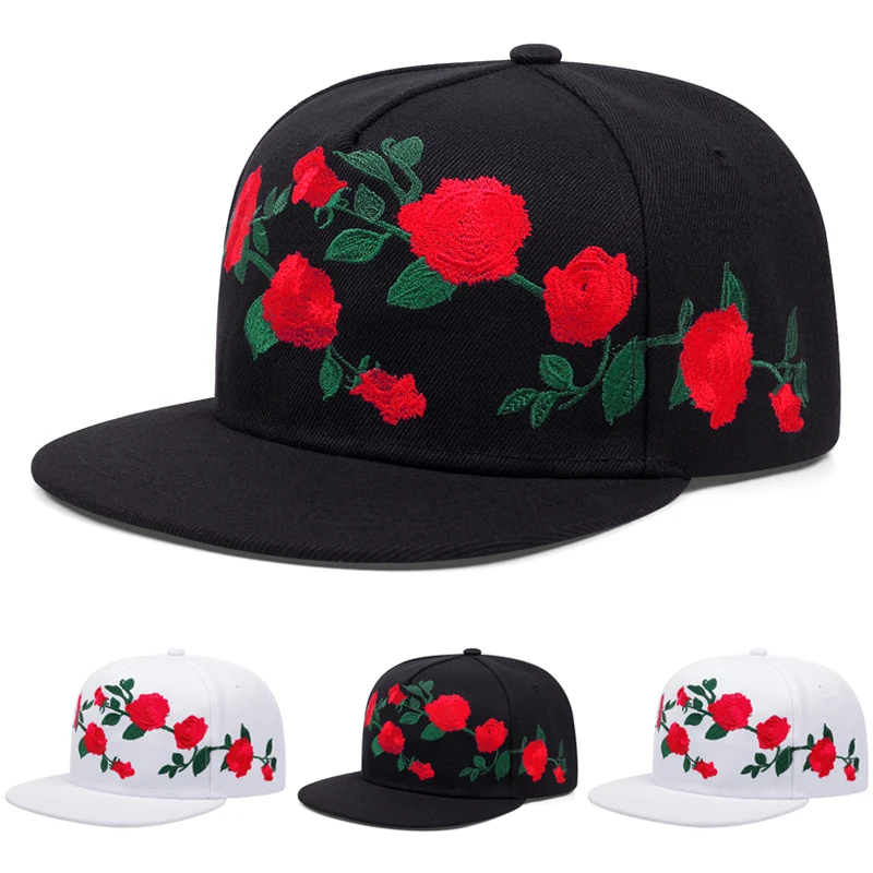 

2025 Creative Fashion New Flat Edge Hat CSBL Rose Embroidery Daily Leisure Commuter Sunshade Baseball Hat Street Pop Hip Hop Hat