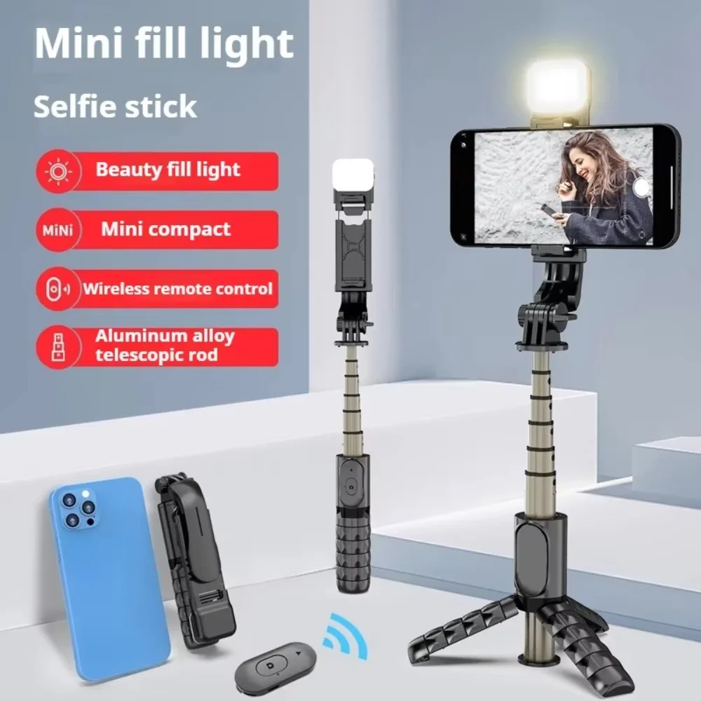 Lightweight Bluetooth Selfie Stick with Fill Light and Tripod - Designed for Travelers and Live Content Creators