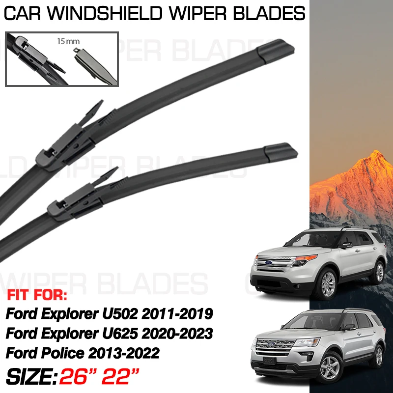 

Front Wiper Blades For Ford Explorer U502 MK3 Ford Explorer U625 MK4 2011-2023 2018 2017 2016 Ford Police 2013-2022 2021 Parts