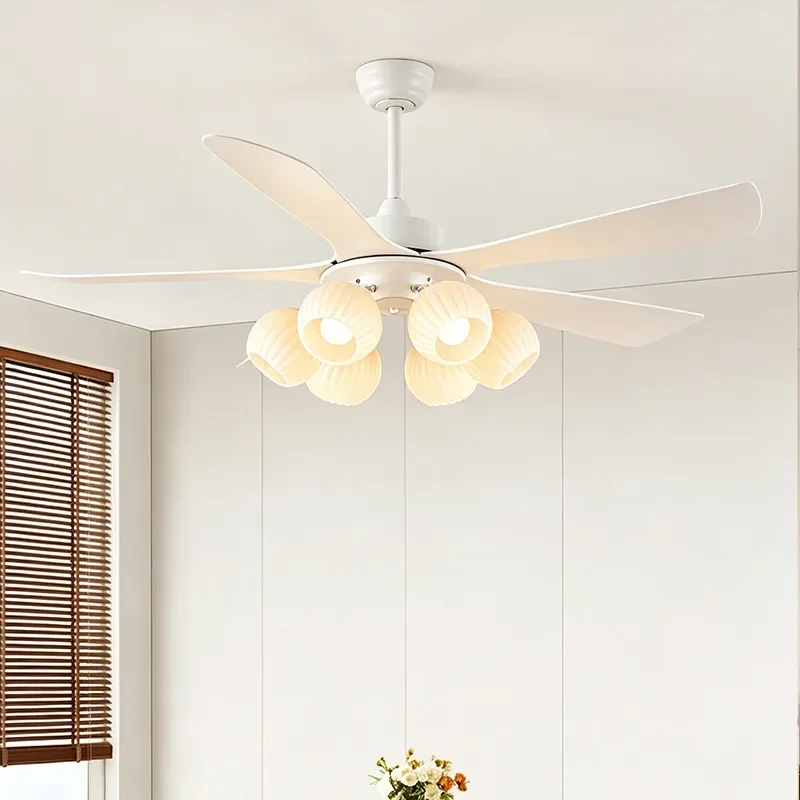 Retro Ceiling Fan Light with Lamp American Simple Style Electric Fan Integrated Chandelier for Living Room Dining Room