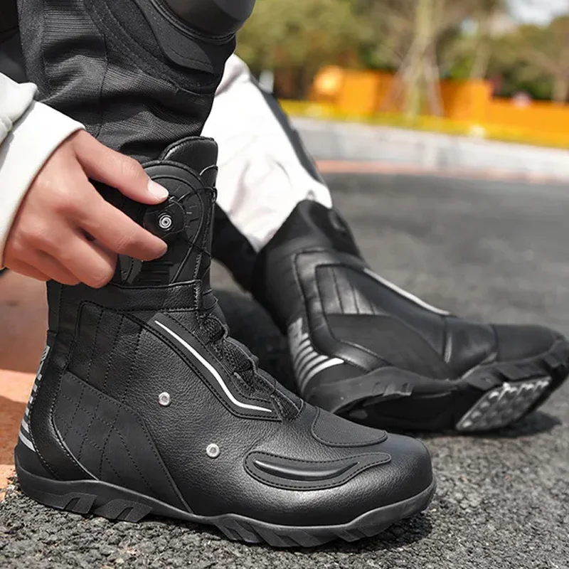 

Leather Motorcycle Boots Non-Slip Moto Protection Men Women Motorcycle Shoes Motorcycle Accessories Moto Biker Shoes