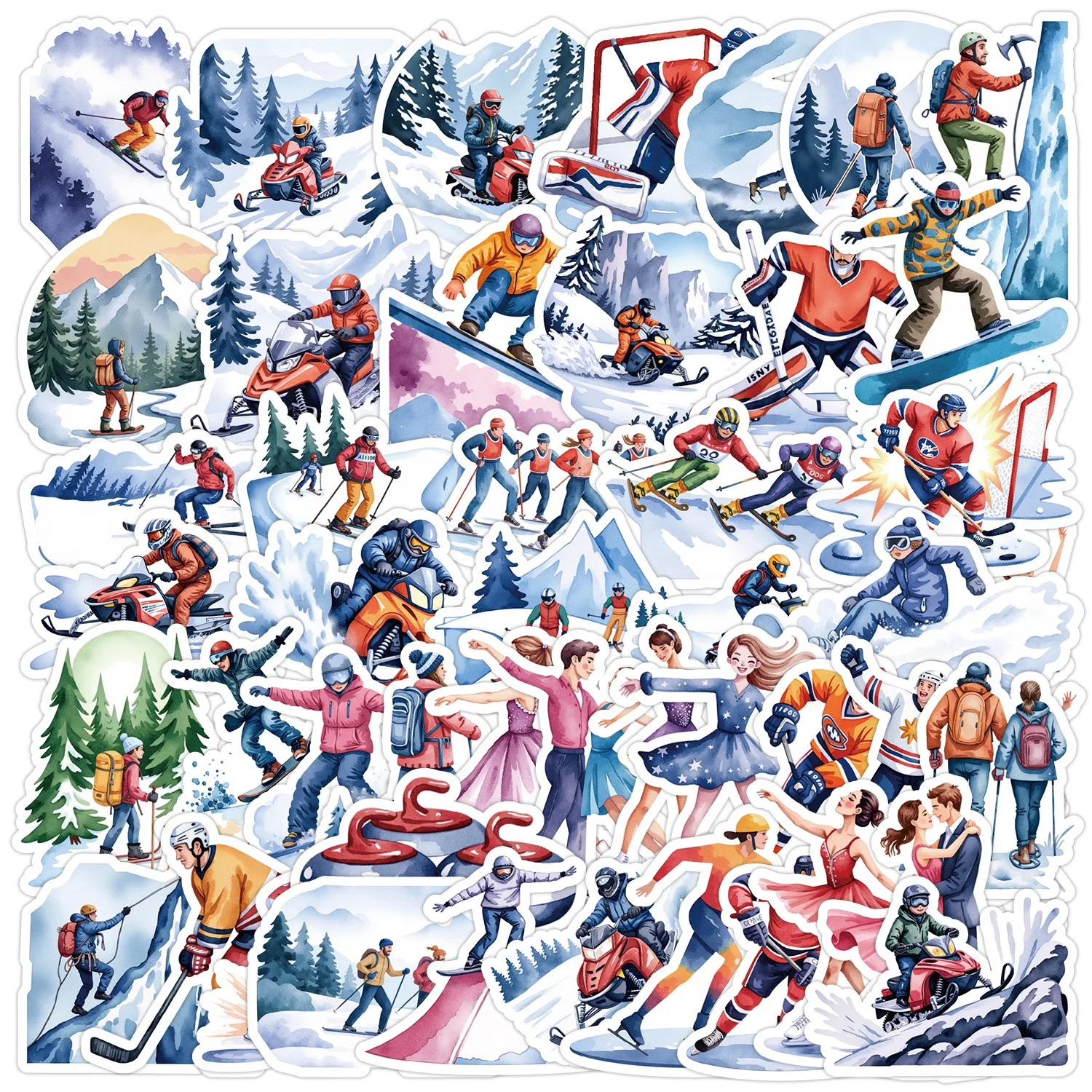 

10/50pcs Winter Skiing Skating Outdoor Sports Graffiti Stickers Kids Laptop Phone Travel Luggage Skateboard Snowboard Sticker