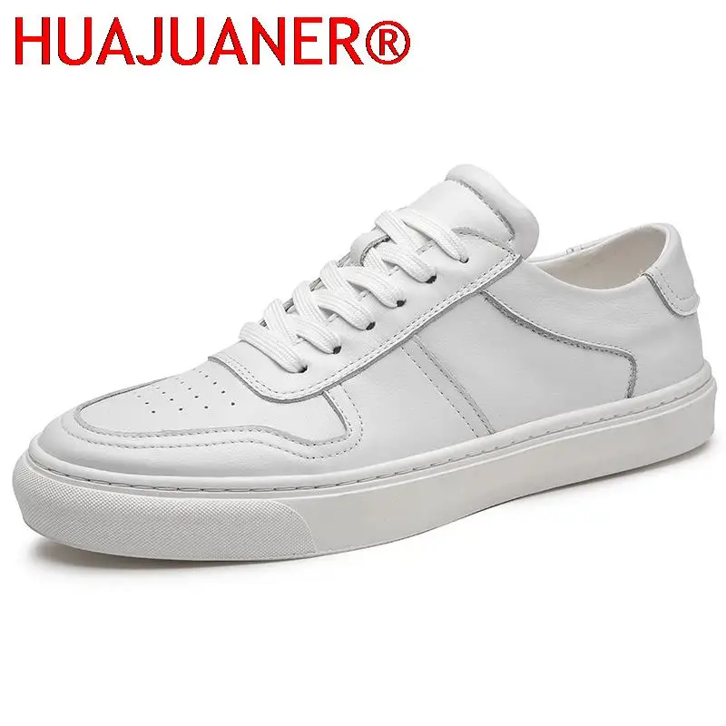 

Genuine Leather Mens Shoes Street Sneaker Breathable Outdoor Skateboard Shoes For Men Luxury White Sneakers Top Quality Footwear