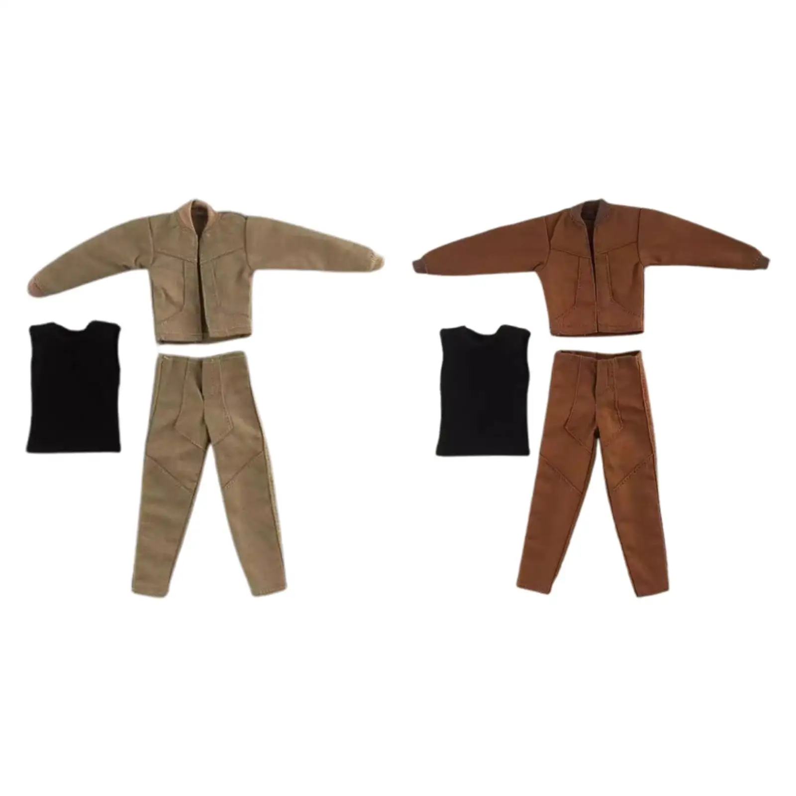 1:12 Action Figure Clothes 3 Pieces Set Men's Jacket Vest Pants Miniature Clothing suits for Doll 6