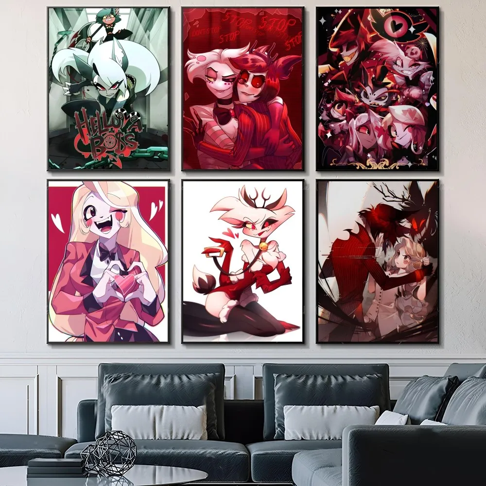 TV Series H-Hazbin H-Hotel Self-adhesive Art Waterproof Paper Sticker Coffee House Bar Room Wall Decor