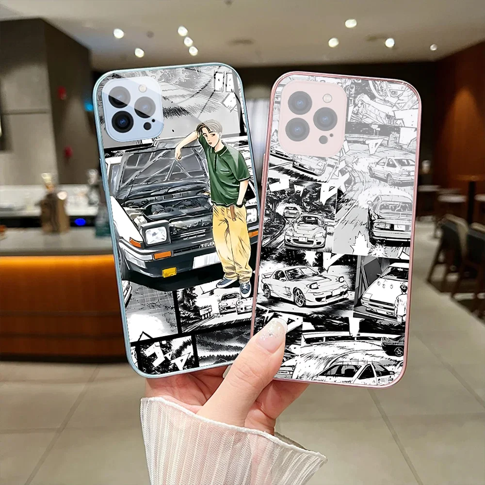 Classic Japan Cartoon Initial D Phone Case For IPhone 15 14 13 12 Mini 11 Pro Max X XS XR 6 7 8 SE Plus Glass Hard Cover