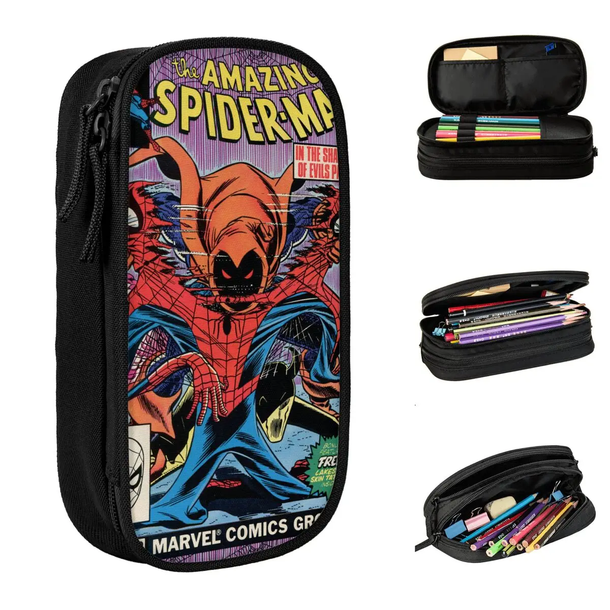 Spiderman Pencil Case Green Goblins Last Stand Spider Man Pen Box Bags Student Big Capacity School Supplies Zipper Pencil Box