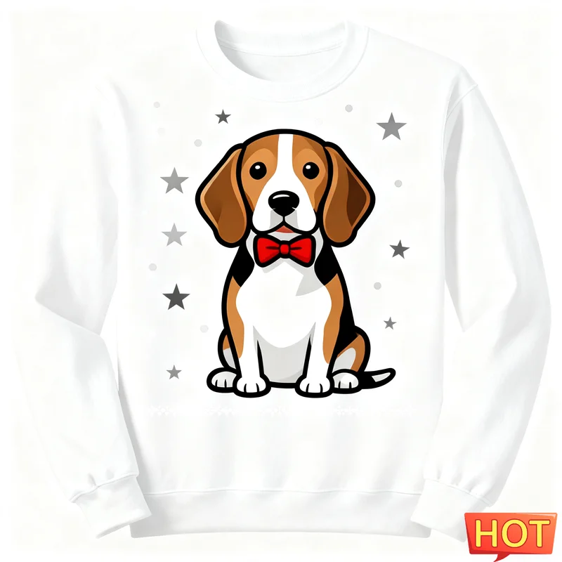 لطيف بيغل الرسم القبيح عيد الميلاد سترة أزياء عطلة ارتداء 3D مطبوعة عيد الميلاد بلوزات عارضة المتضخم للجنسين البلوفرات