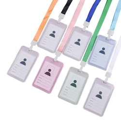 Double-sided Transparent Card Cover Case for ID Tag Working Permit with 1.5cm Width Lanyard Chest Pass Work Card Badge Holder