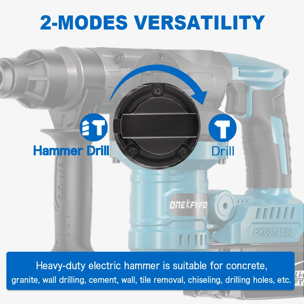 Bezszczotkowy młotek elektryczny 26 mm 2-trybowy młotek udarowy Wielofunkcyjna akumulatorowa wiertarko-wkrętarka udarowa do akumulatora Makita