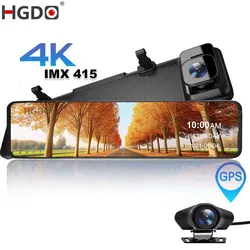 HGDO 12'' 4K Dash Cam 2 in 1 Car DVR Camera with Mount Video Recorder IMX415 Rear View Mirror Camera  GPS Wifi Registrar