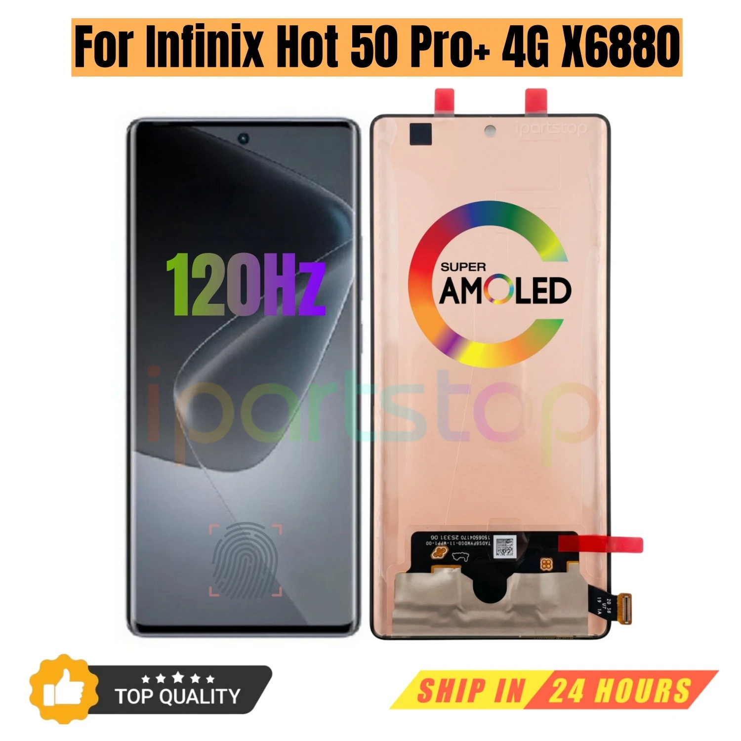 iparts-replacement-new-display-for-infinix-hot-50-pro-pro-plus-4g-x6880-120hz-amoled-touch-screen-with-frame-assembly-oem