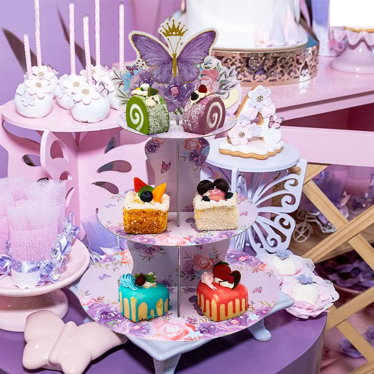 Подставка для торта в виде бабочки для девочек