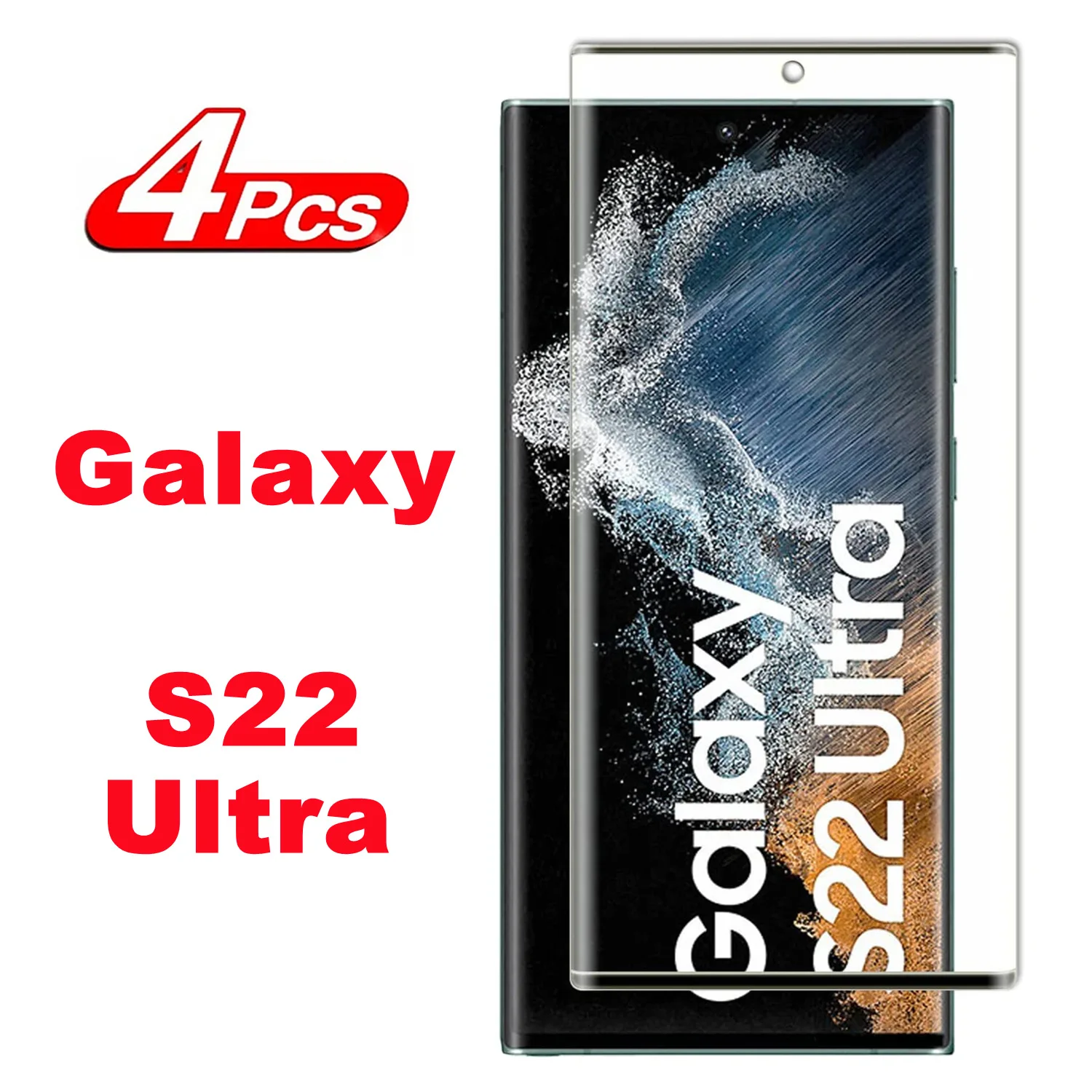 2/4Pcs HD Screen Protector For Samsung Galaxy S22 Ultra 5G,9H Curved Four Sides Glue Tempered Glass