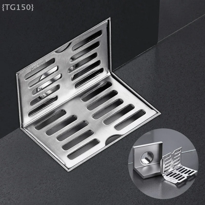 

Corner - Type Square Drainage Grate – Stainless Steel 304, Wall - Mounted, For Efficient Drainage Near Corner Drain Pipe【No】